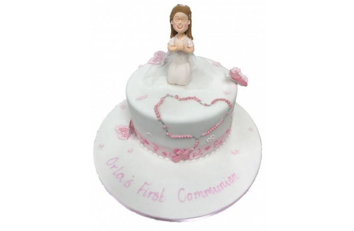 Holy Communion Cake With Figure & Beads